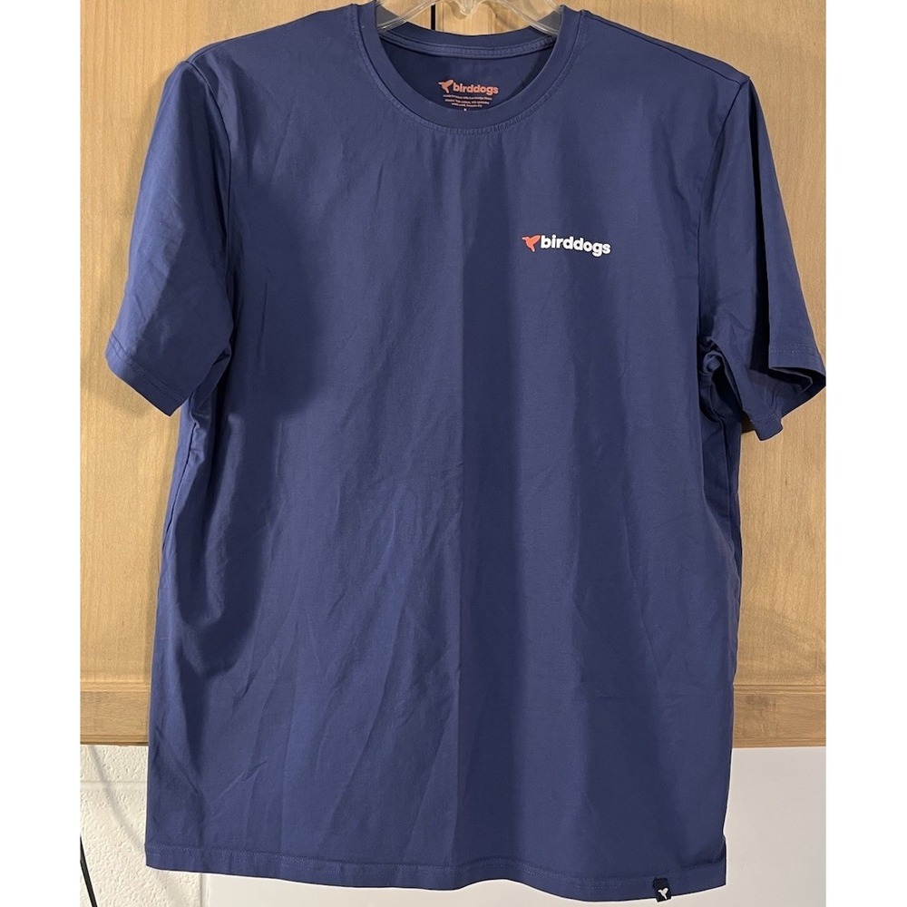 Birddogs Graphic T-Shirt Mens Lg Navy Blue Short Sleeve Cotton Spandex Stretch